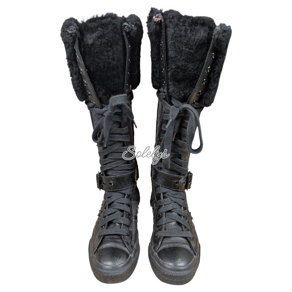 Converse 2006 Vintage Star 70 XXHI Knee Hi Black Leather Sherpa Sneaker Boot 5.5